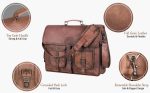 KPL 18 INCH Leather Briefcase Laptop Messenger bag best computer satchel Handmade Bags for men and women - Image 4